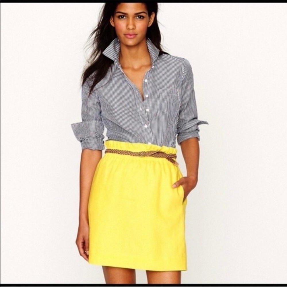 J. Crew 100% Linen Yellow Paperbag Skirt